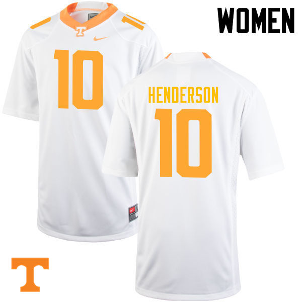 Women #10 D.J. Henderson Tennessee Volunteers College Football Jerseys-White
